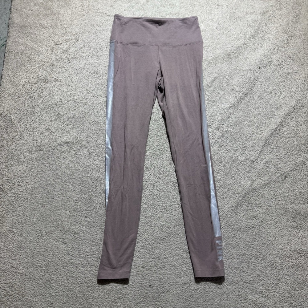 Pink Victoria Secret Leggings Womens Medium Dusty Pink High Waist Stretch Stripe